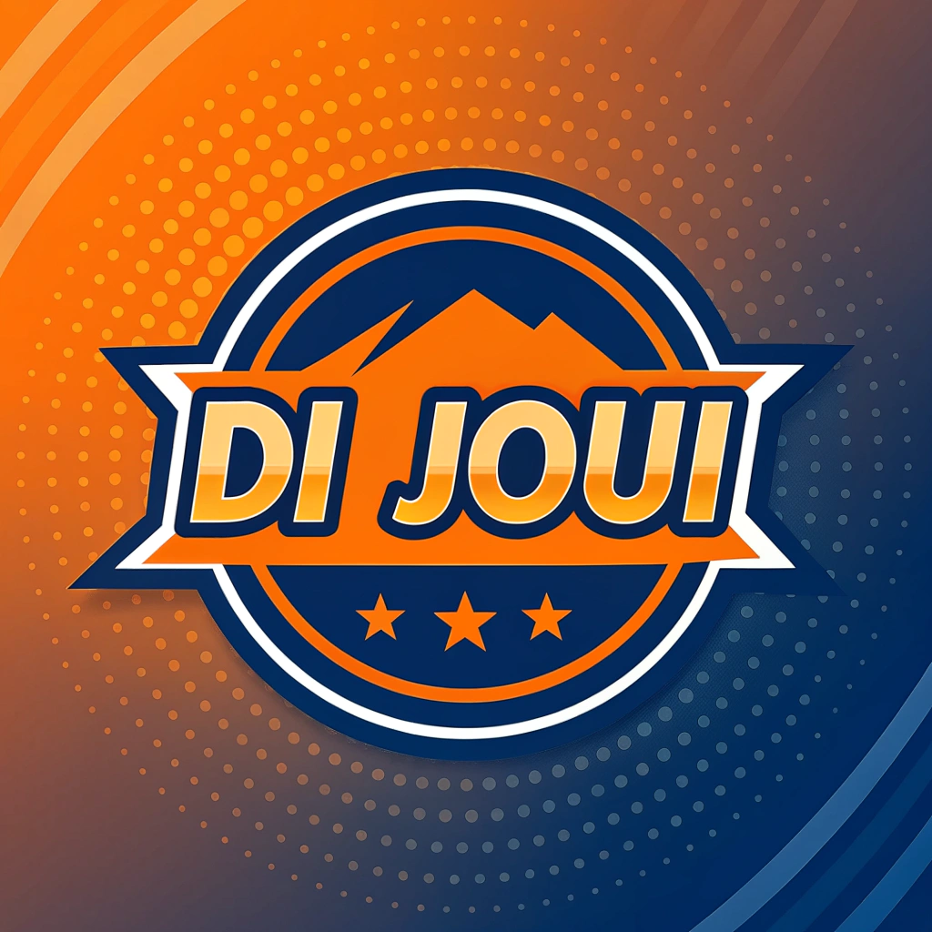 AI generated image by Red Panda AI: Genera un logotipo para deejay que ponga Dj Jouii i q predominen los colores naranja i azul