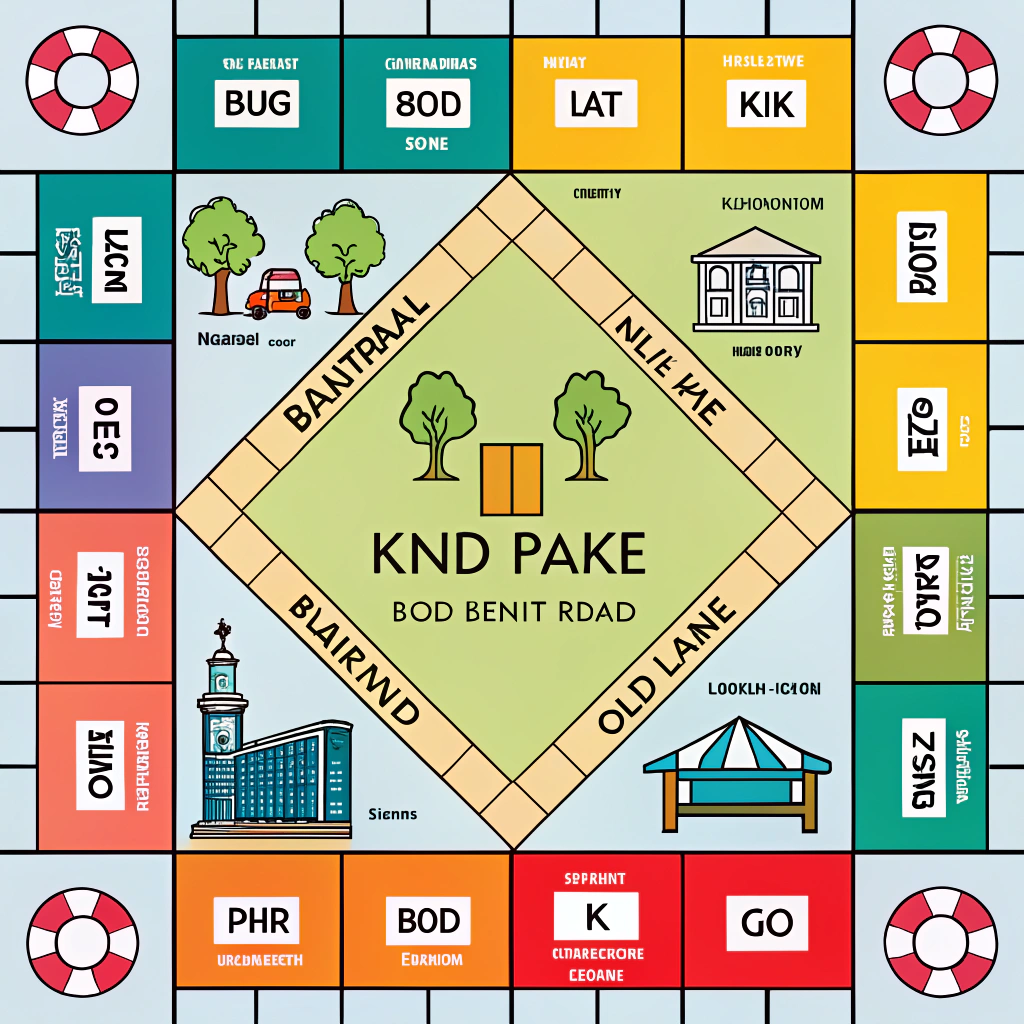 AI generated image by Red Panda AI: crea un tabllero de monopoly