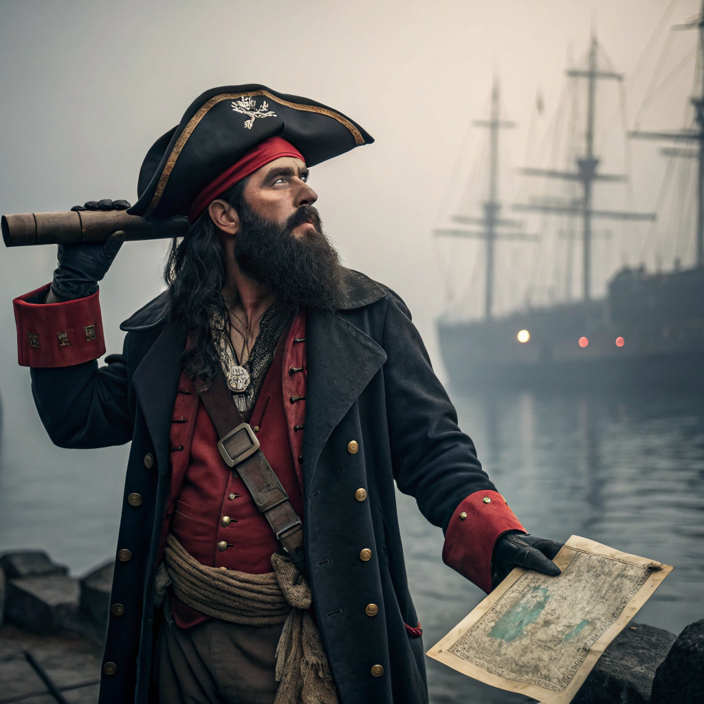 AI generated image by Red Panda AI: Pirata barba negra
