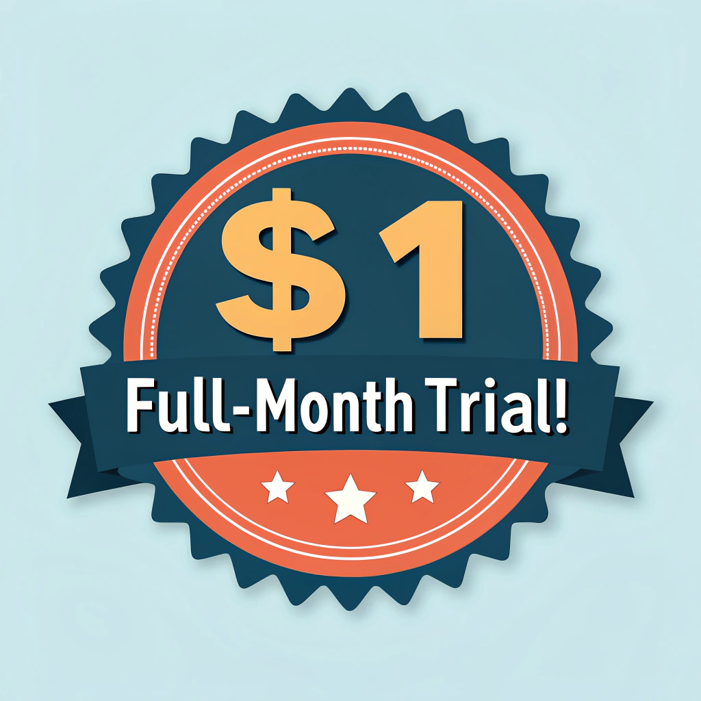 AI generated image by Red Panda AI: Badge reads, "$1 Full-Month Trial!"