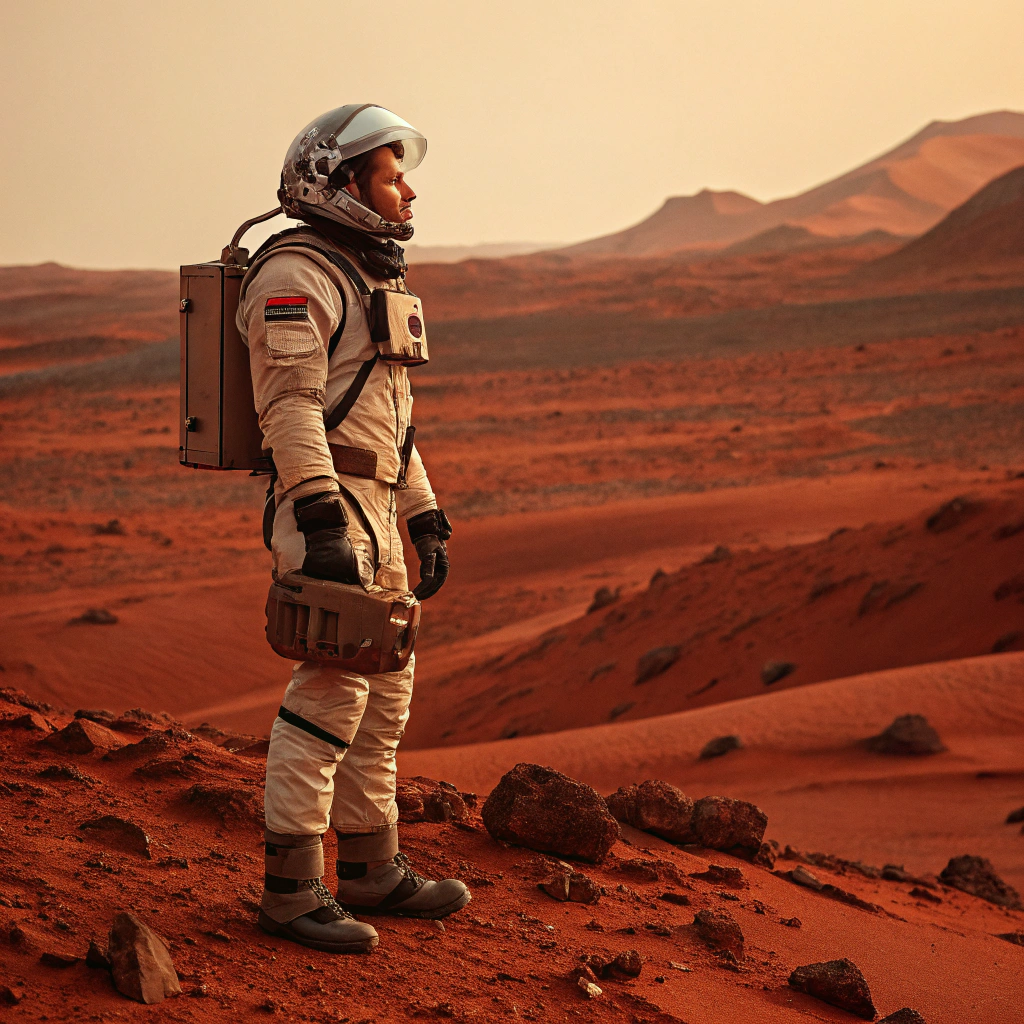 AI generated image by Red Panda AI: A man in mars
