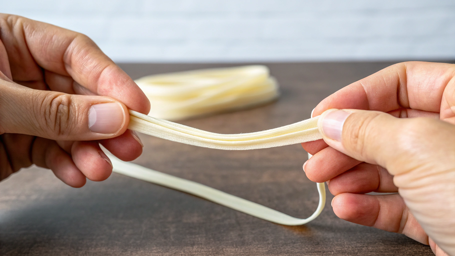 AI generated image by Red Panda AI: rubberband stretched, stretching a rubberband