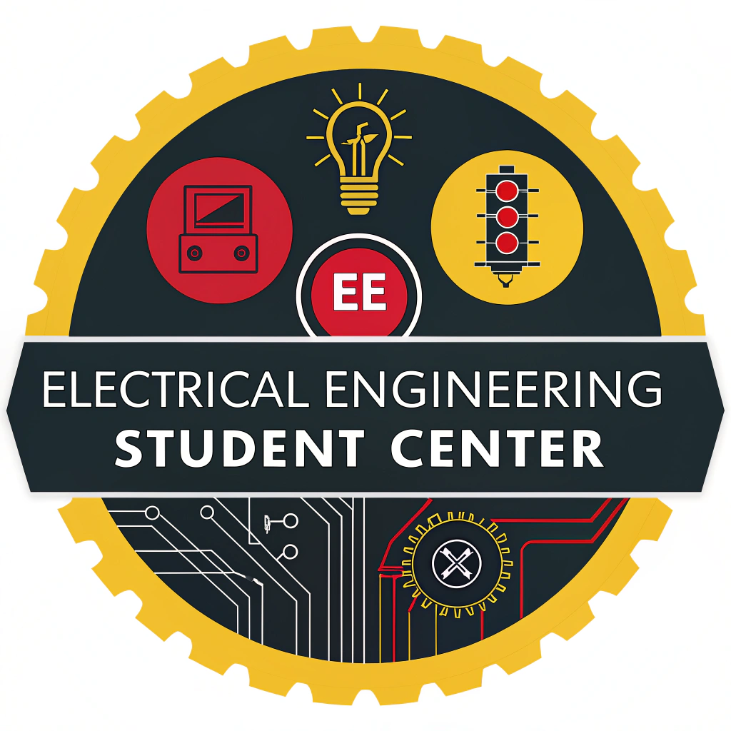 AI generated image by Red Panda AI: logo of the electrical engineering student center that CONTAINS THE COLORS BLACK, YELLOW AND RED AS WELL AS DIFFERENT ELEMENTS OF THE ENGINEERING COURSE. ELECTRICAL