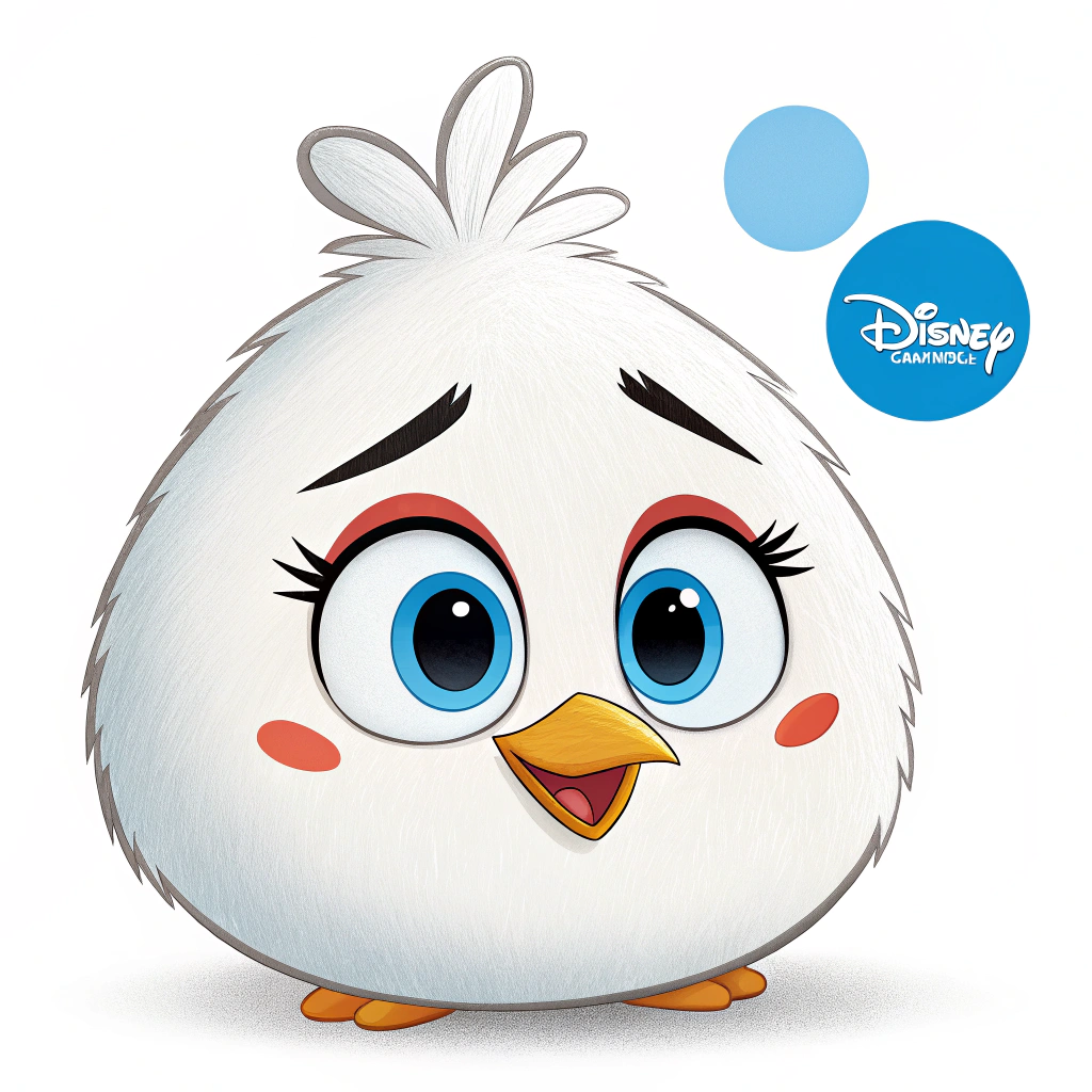 AI generated image by Red Panda AI: A cute cartoon with white fur and blue eyes who looks like Angry Bird or Disney Chanel to me