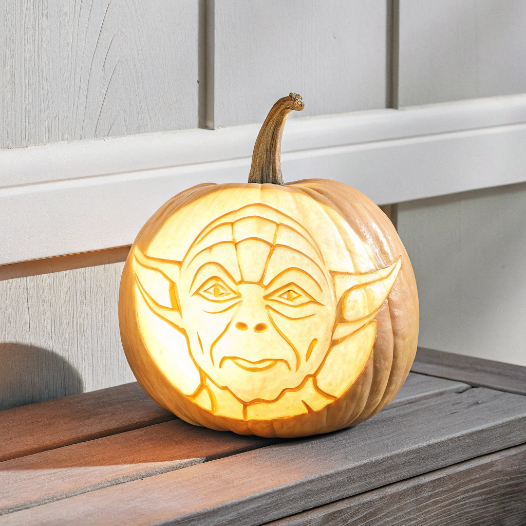 AI generated image by FLUX.1-schnell: Yoda as a jackolantern