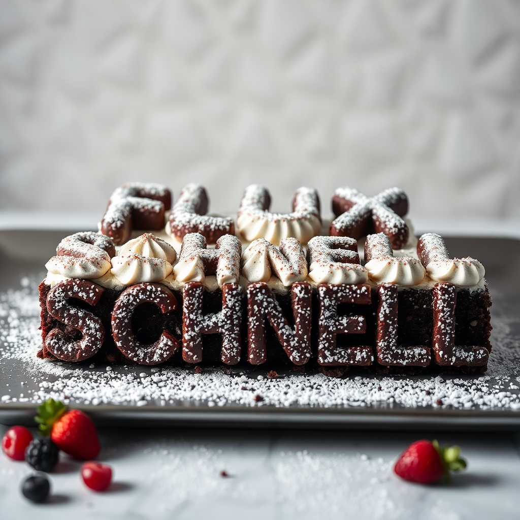 AI generated image by FLUX.1-schnell: black forest gateau cake spelling out the words "FLUX SCHNELL", tasty, food photography, dynamic shot