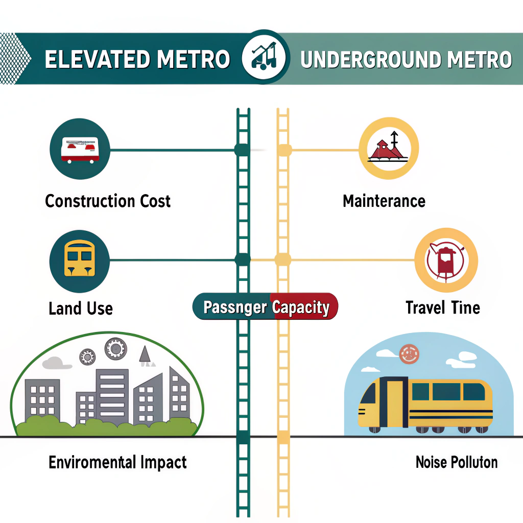 AI generated image by Red Panda AI: cuadro comparativo entre metro elevado y metro subterraneo 7 items
