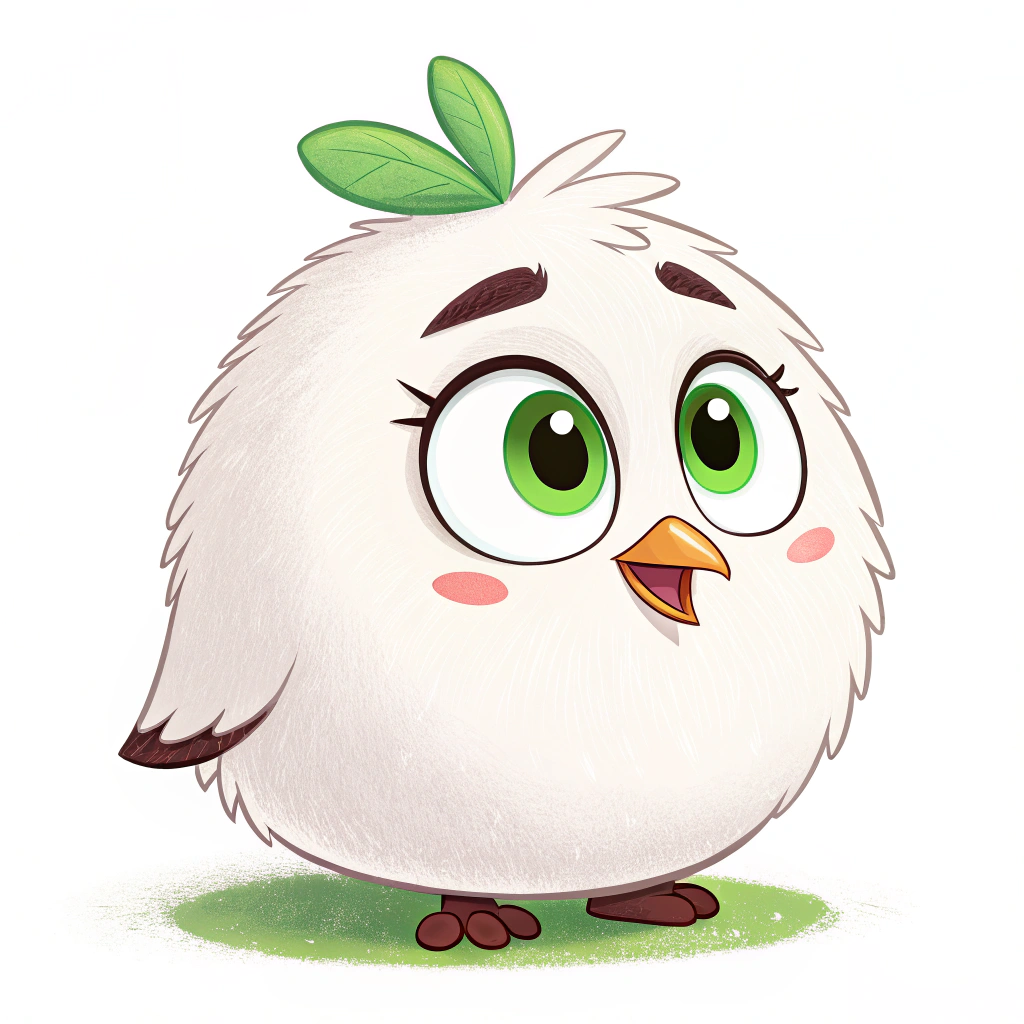 AI generated image by Red Panda AI: The Disney Chanel character or the cartoon net character who looks like me in Angry Bird is a cute and sweet cartoon with white fur and green eyes.