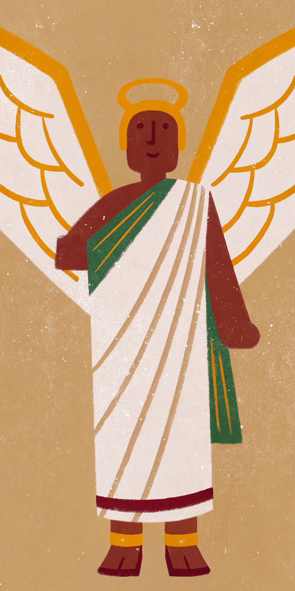 AI generated image by Red Panda AI: Adolf Hitler in a white toga and six angle wings, golden halo , full body