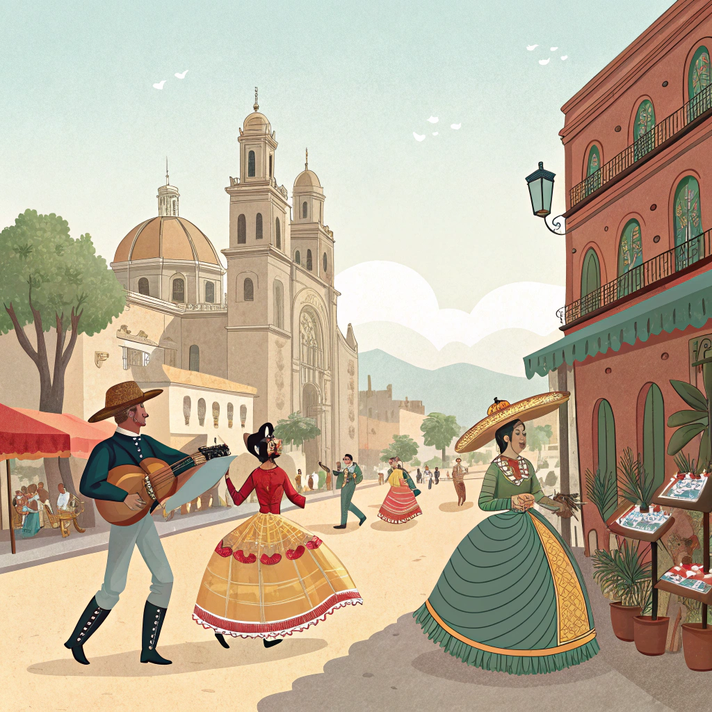 AI generated image by Red Panda AI:  Donde se muestre escenarios donde se vean las costumbres mexicanas en el nacionalismo del siglo XIX en México
