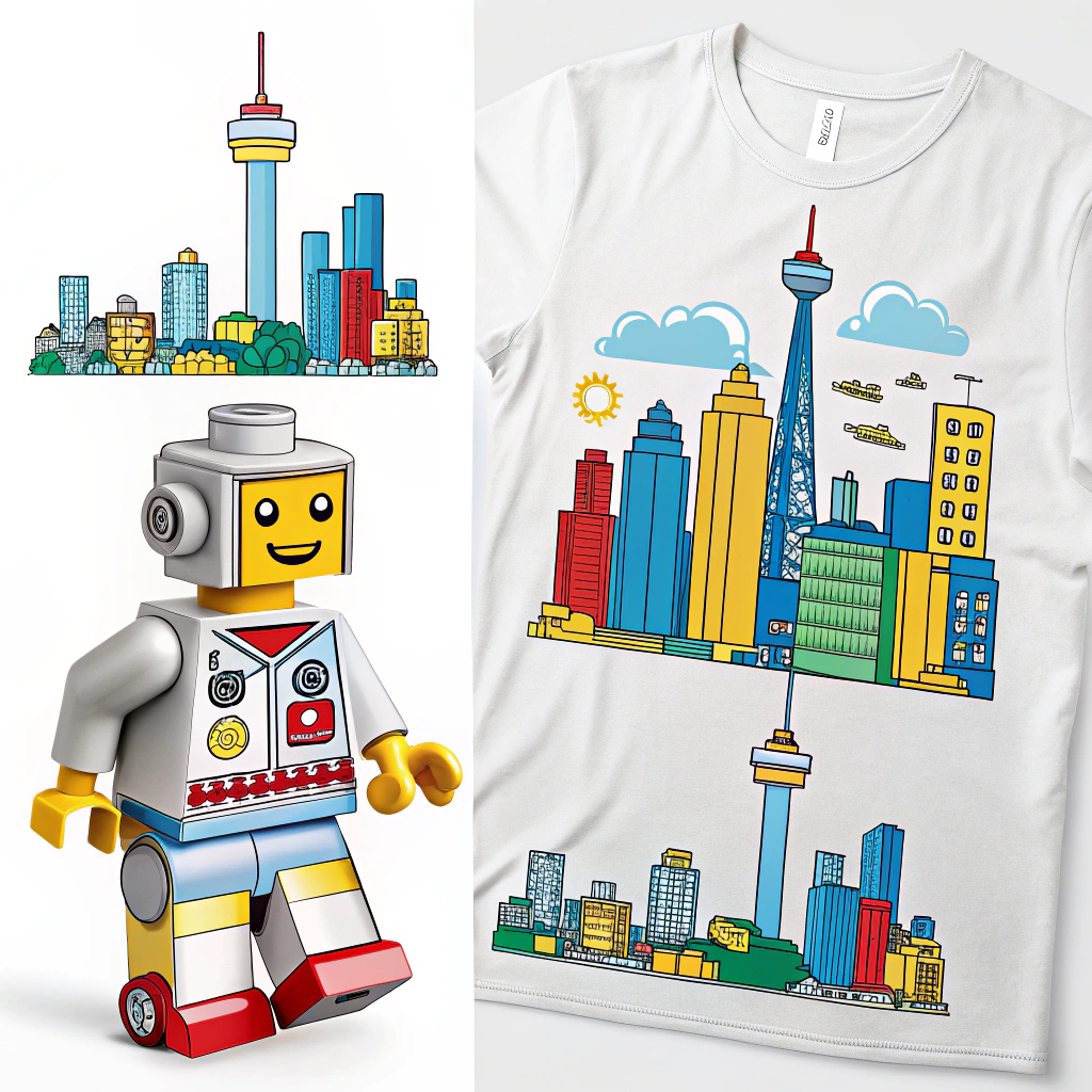 AI generated image by Red Panda AI: generate 3 images of legot to make t-shirt