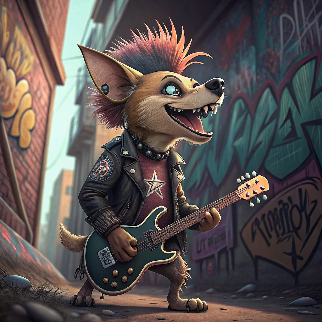 AI generated image by Red Panda AI: punk cartoon dog