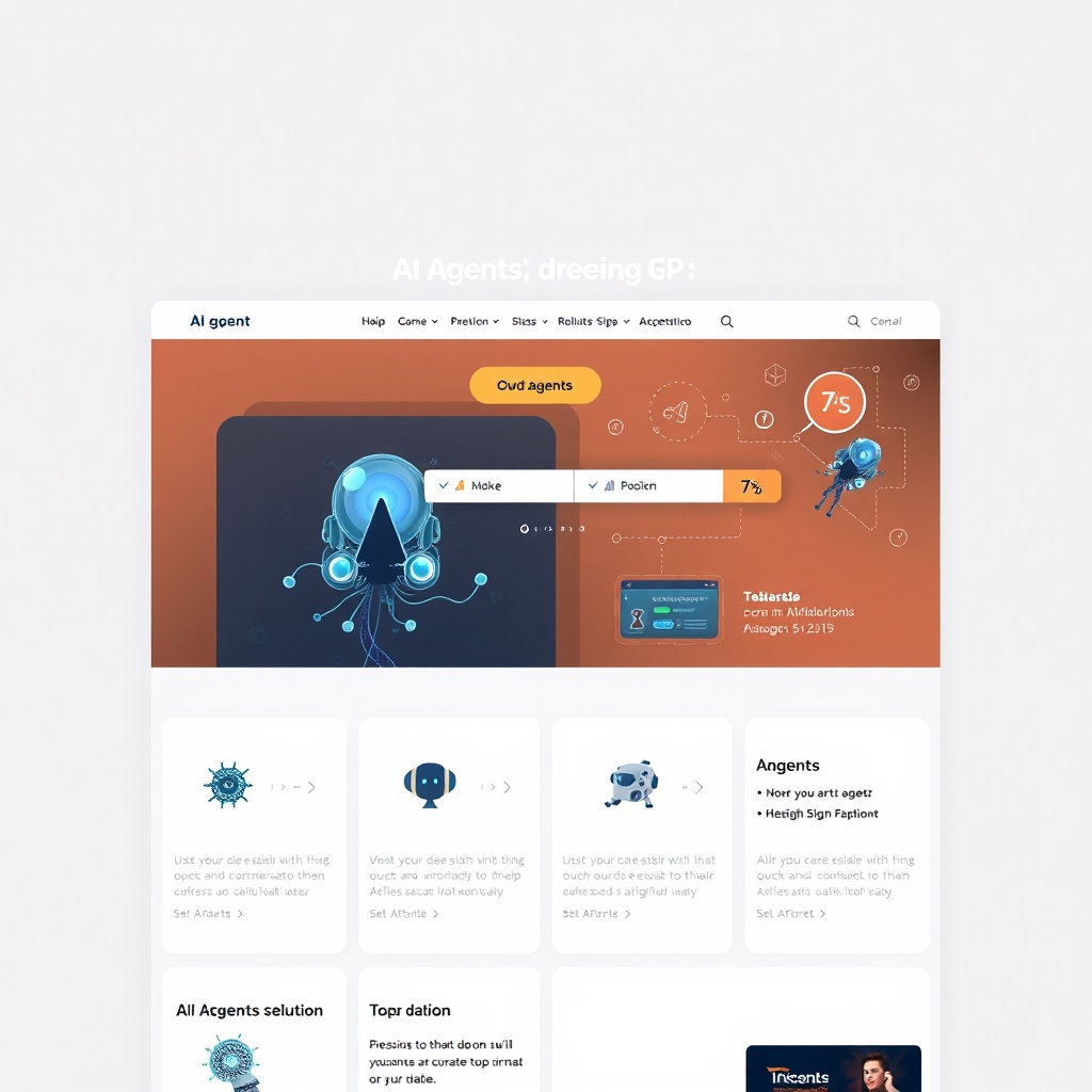 AI generated image by FLUX.1-schnell: Design of a webpage that sells AI Agents 