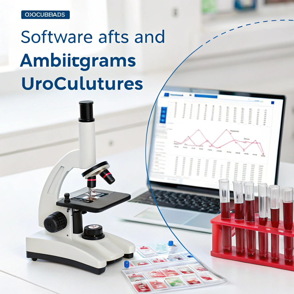 AI generated image by Red Panda AI: Imagen para el diseño de un Icono para un software que su función es hacer antibiogramas y urocultivos.