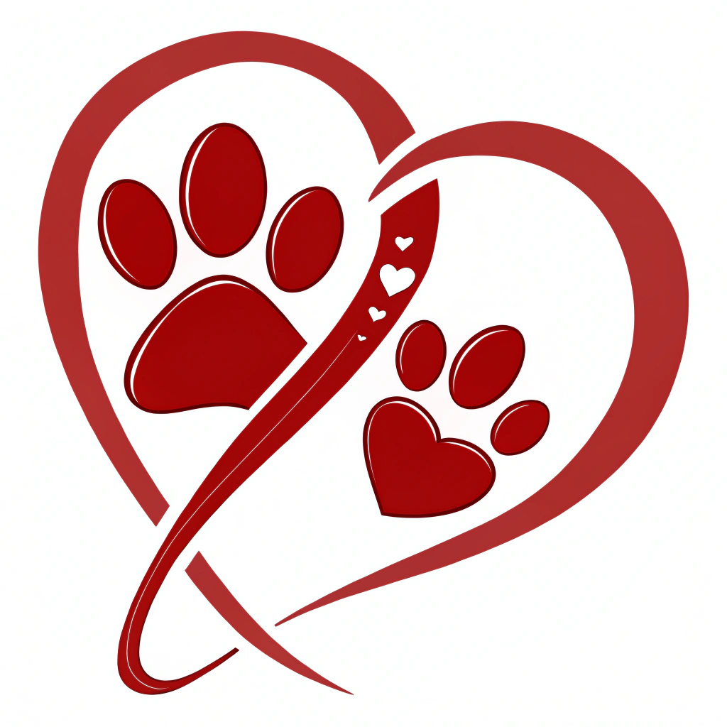 AI generated image by Red Panda AI: a rescue logo for dogs using only the colors red and white