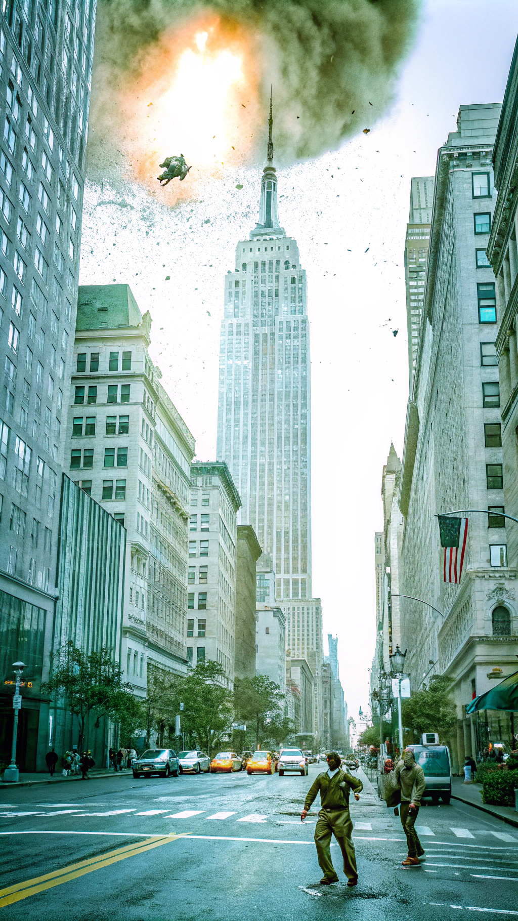 AI generated image by Red Panda AI: A massive 100-meter-tall guinea pig with fur shimmering in the city lights wreaks havoc on the iconic streets of New York City. Surrounding skyscrapers crumble under its giant claws as fiery explosions illuminate the skyline. In the foreground, a sea of terrified civilians frantically flee, amplifying the sense of chaotic destruction and panic in a high-definition, cinematic urban environment.