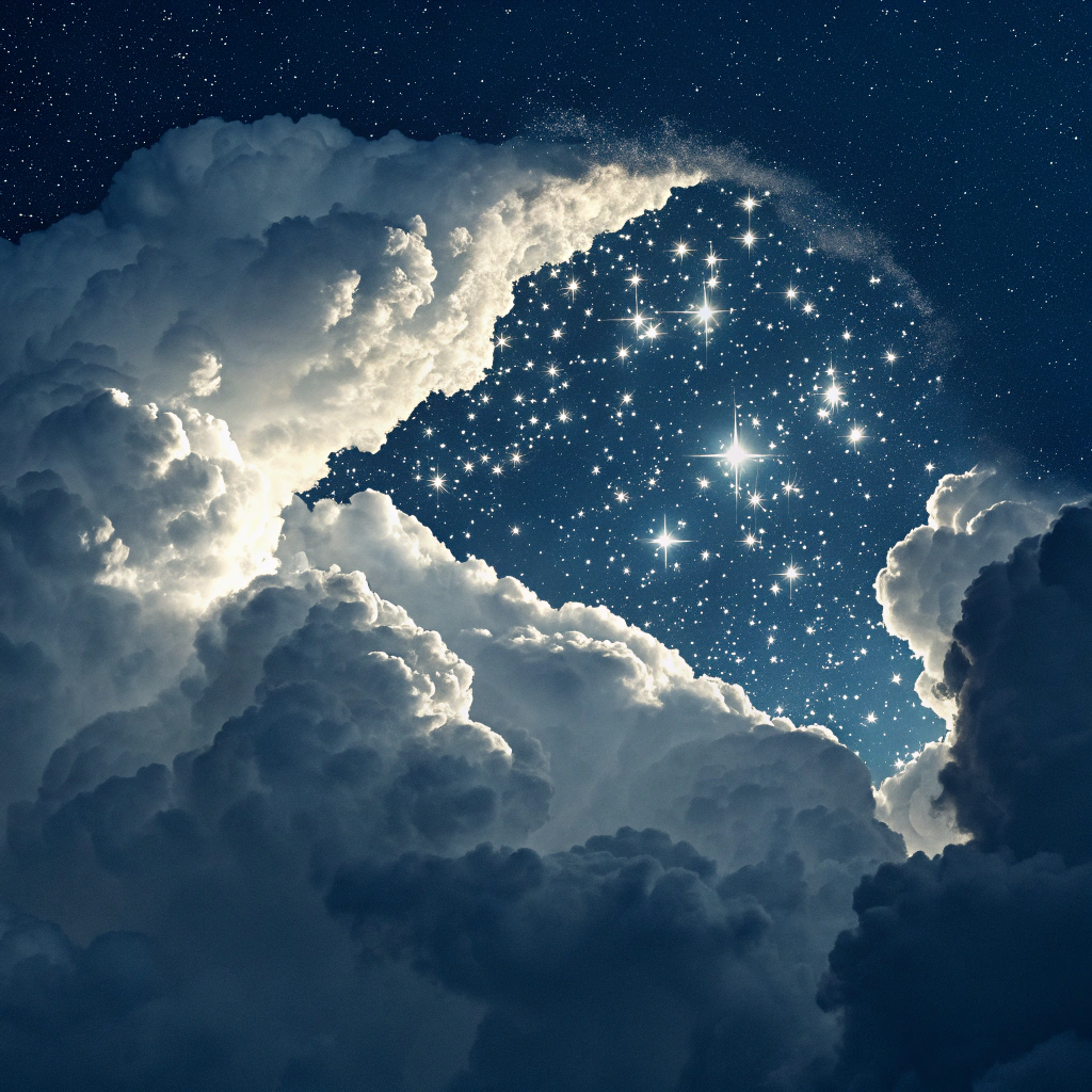 AI generated image by Red Panda AI: quiero una imagen en donde se aprecie dentro de la nuve y se vean las estrellas