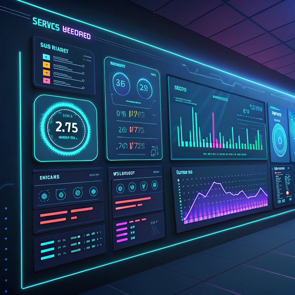 AI generated image by Red Panda AI: fondo para iterfaz de monitoreo de servidores futurista