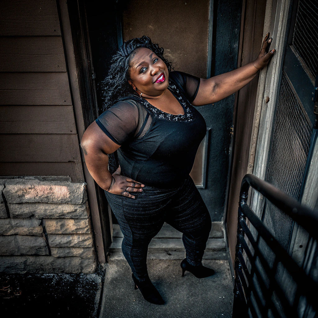 AI generated image by FLUX.1-schnell: Attractive Curvy African American woman