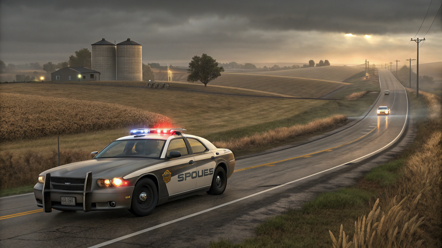 AI generated image by Red Panda AI: Sheriff's Chasing a drunk driver down highway 30 near Blair, Nebraska
