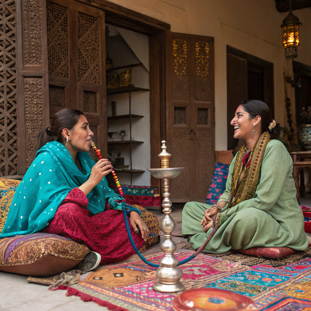 AI generated image by Red Panda AI: Indian women smoking
