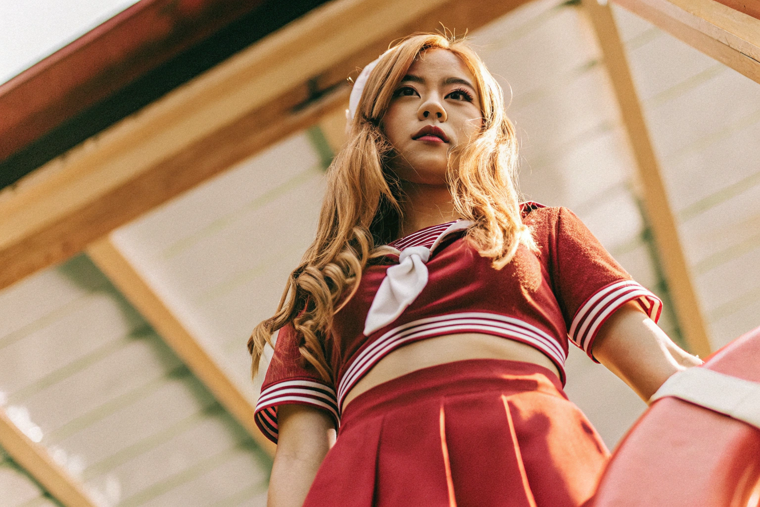 AI generated image by Recraft V3: Sailor bodysuit,kpop idol,underboob,
Natural facial proportions, Natural, realistic color grading, portrait by Kazuki Yamamoto:0.6, (photo,masterpiece,best quality), (Authentic, genuine representation), (full body:1.6), uniform, film grain, skirt, cute, standing, tall image, looking at viewer, lovely
