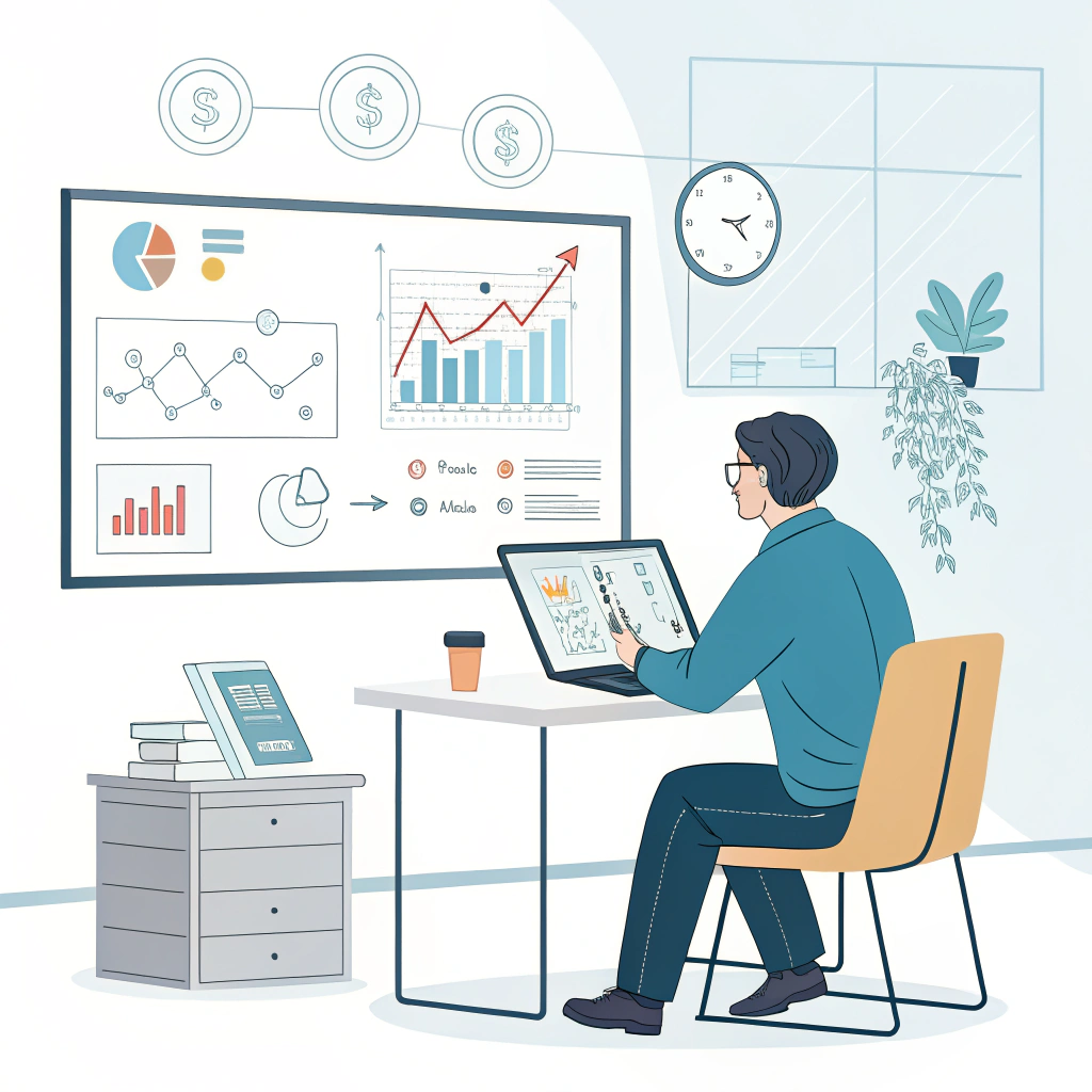 AI generated image by Red Panda AI: Create an image of the system integrator preparing a business strategy for the next five years, which includes AI as a new orientation.