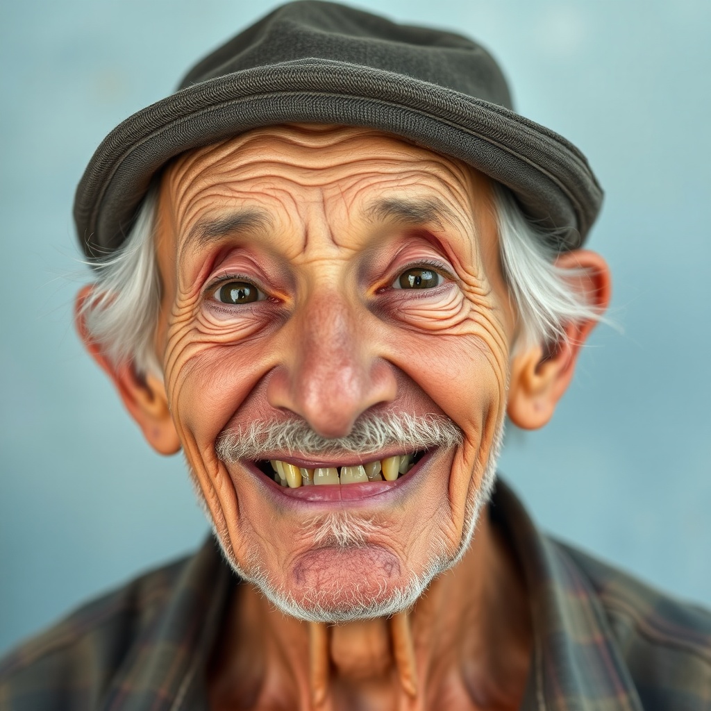 AI generated image by FLUX.1-schnell: An old man with 3 tooth