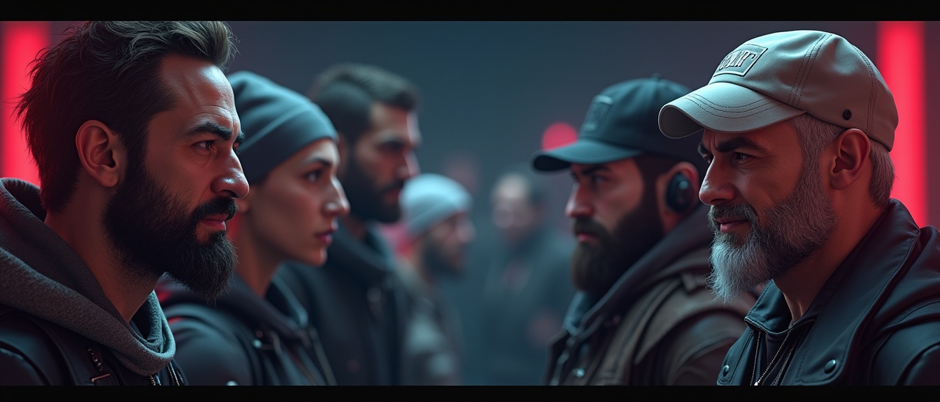 AI generated image by FLUX.1: A high-definition image that will be used as a banner for a video game platform called "GameFactory". I want the clean text of GameFactory in the image. This banner image should have a variety of realistic characters from different genres to represent the diversity of the gaming platform and the environment should look as if its within a game. Make sure the characters are well designed with no flaws. The lighting is DARK. The image is rendered using Unreal Engine 5, HD. I dont want the UE5 logo in the image