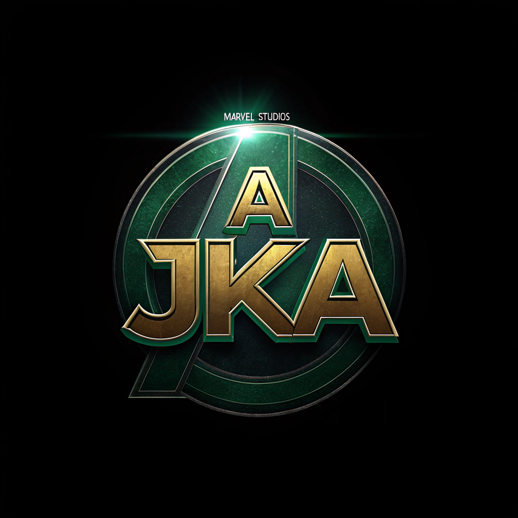 AI generated image by Red Panda AI: "Create a movie poster title featuring the text 'JKA' in the style of the 'Avengers: Doomsday' logo. The text should be bold and metallic, with a greenish hue and lighting effects that give it a three-dimensional appearance. The background should be completely black to enhance contrast and visibility. Include the 'Marvel Studios' logo at the top in its standard design."

Hmm, that seems simple, but maybe I need to be more specific about the design elements.

Let me think about the "A" in Avengers. It's stylized with a circle around it, which is iconic. However, "JKA" doesn't have a natural shape like that. Maybe I can incorporate some design elements around the letters to make it more dynamic.

Alternatively, perhaps I can use the same stylized "A" and modify the other letters to fit the style.

Wait, but the task is to replace "Avengers" with "JKA," so I need to ensure that the new letters fit the overall design language.