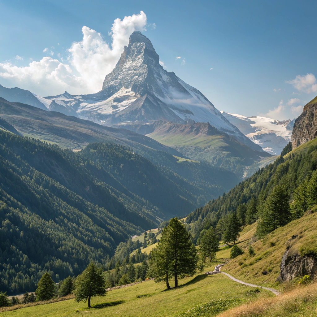 AI generated image by Red Panda AI: Berglandschaft mit Matterhorn in