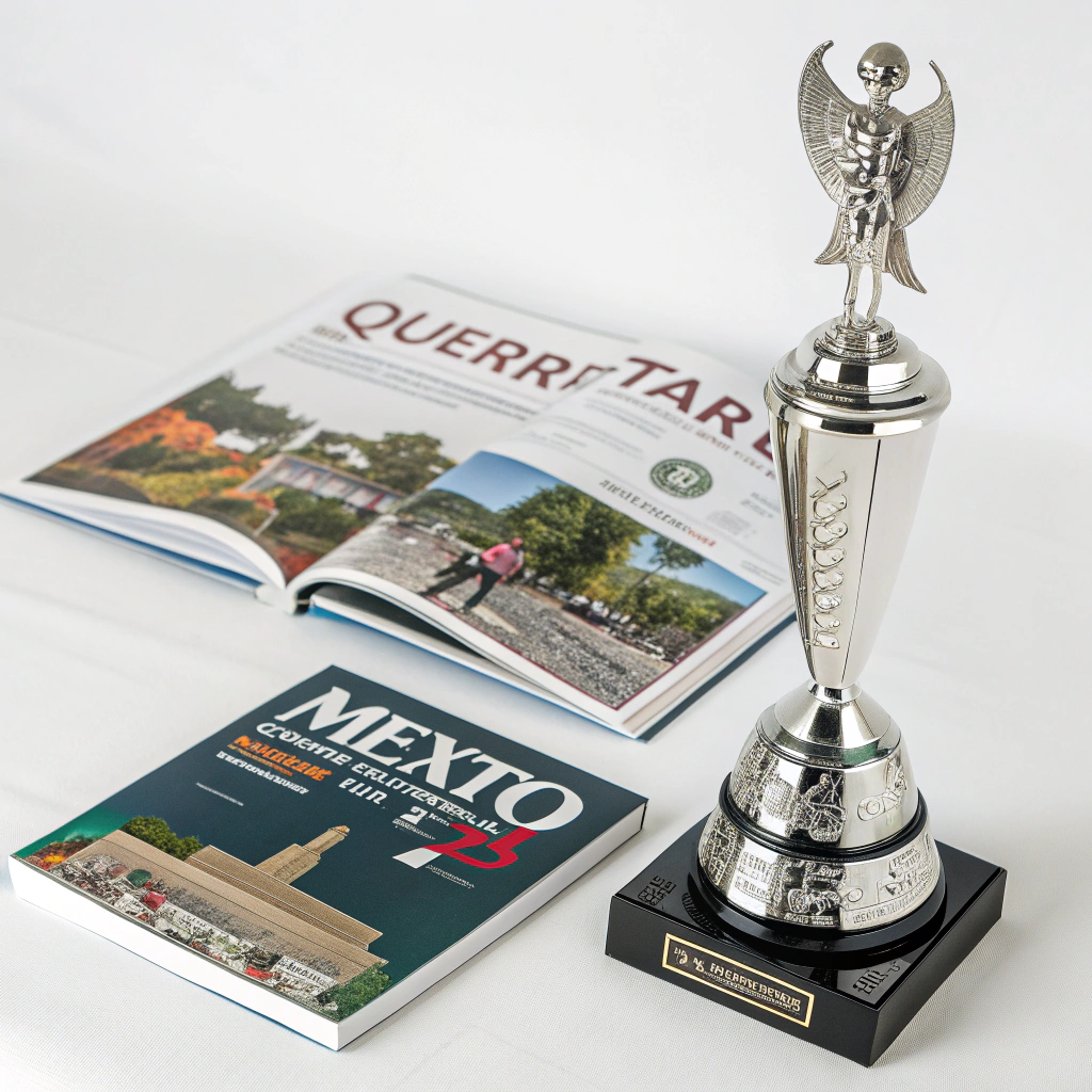 AI generated image by Red Panda AI: Quiero el diseño de un premio para entregar a una revista es realacionada a una 5 edición. una tematica serie mexico - queretaro