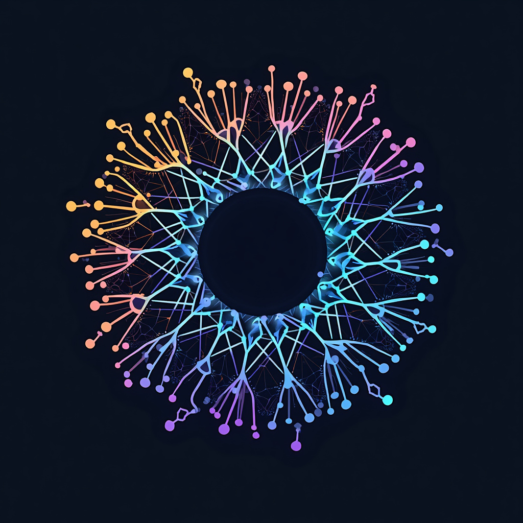 AI generated image by FLUX.1-pro: Generate a logo for the Machine Learning for Materials Discovery research group. It should be a 2D flat crystal structure that transitions into a neural network diagram.