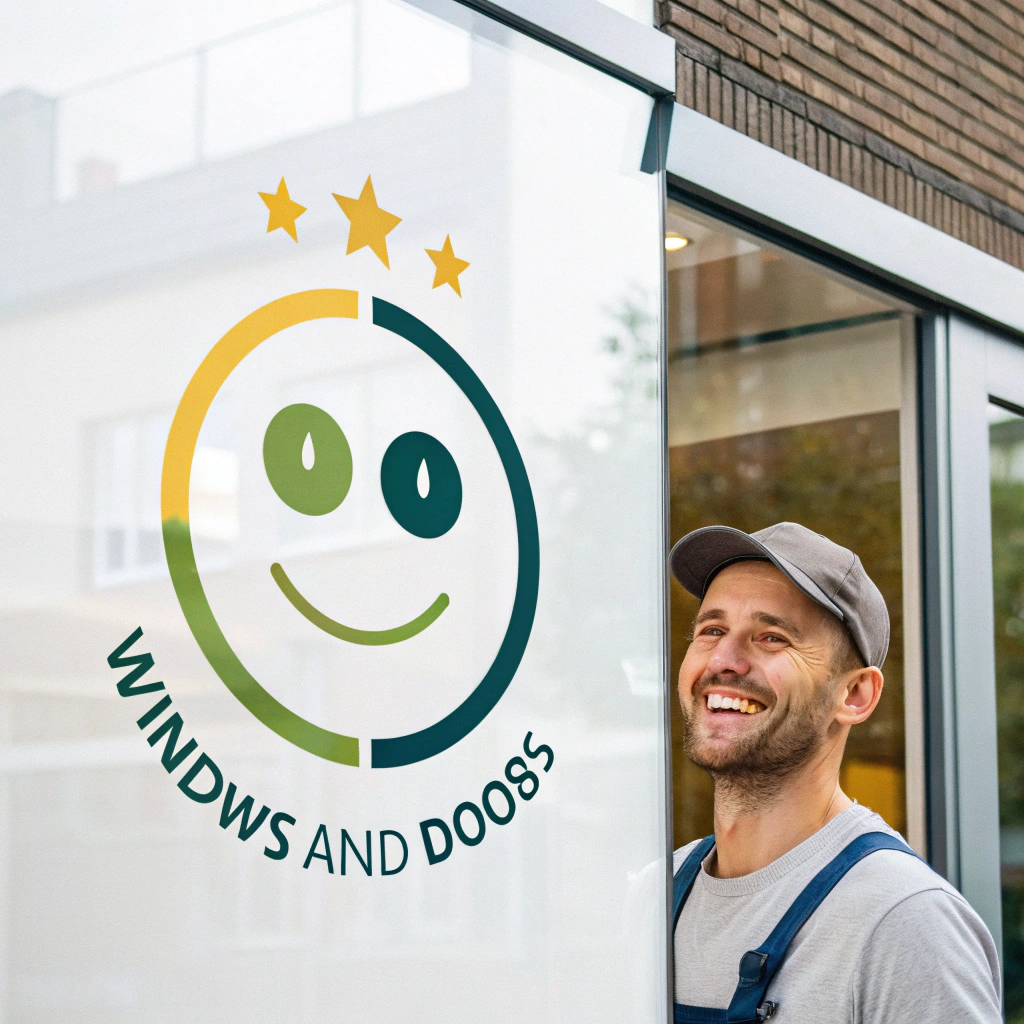 AI generated image by Red Panda AI: Make a logo for company that's making windows and doors from PVC, the key word is smile