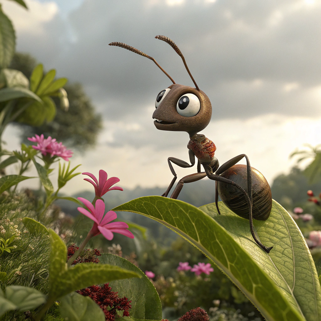 AI generated image by Red Panda AI: gerar el imagen al estilo disney 3d de una hormiga