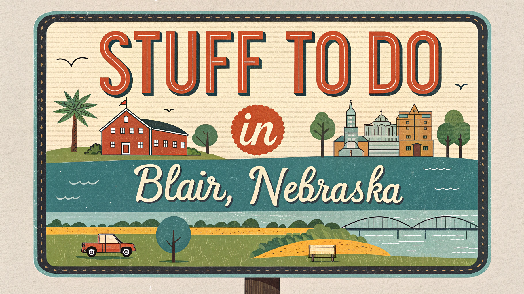 AI generated image by Red Panda AI: "Stuff to Do in Blair, Nebraska" sign