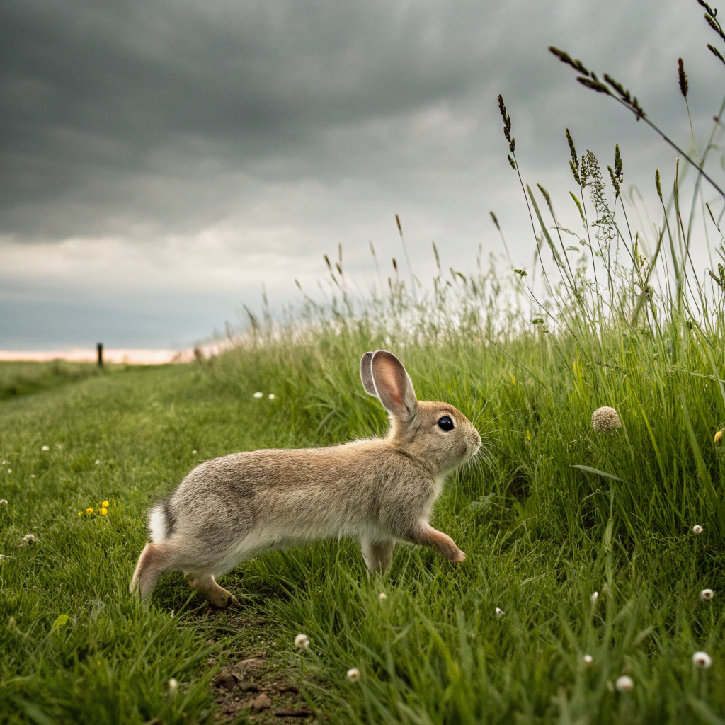 AI generated image by Red Panda AI: ormanda yürüyrn yavru tavşan