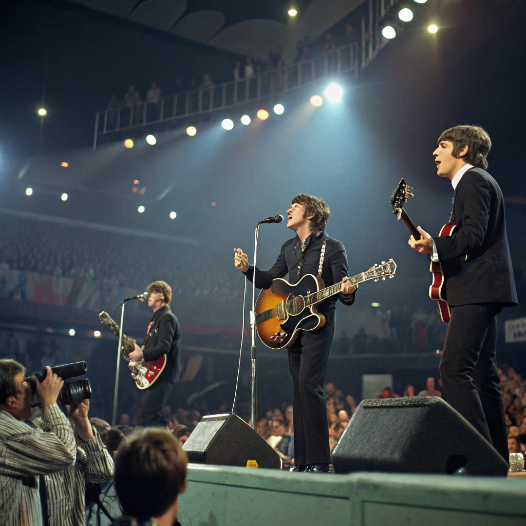 AI generated image by Red Panda AI: The Beatles concert