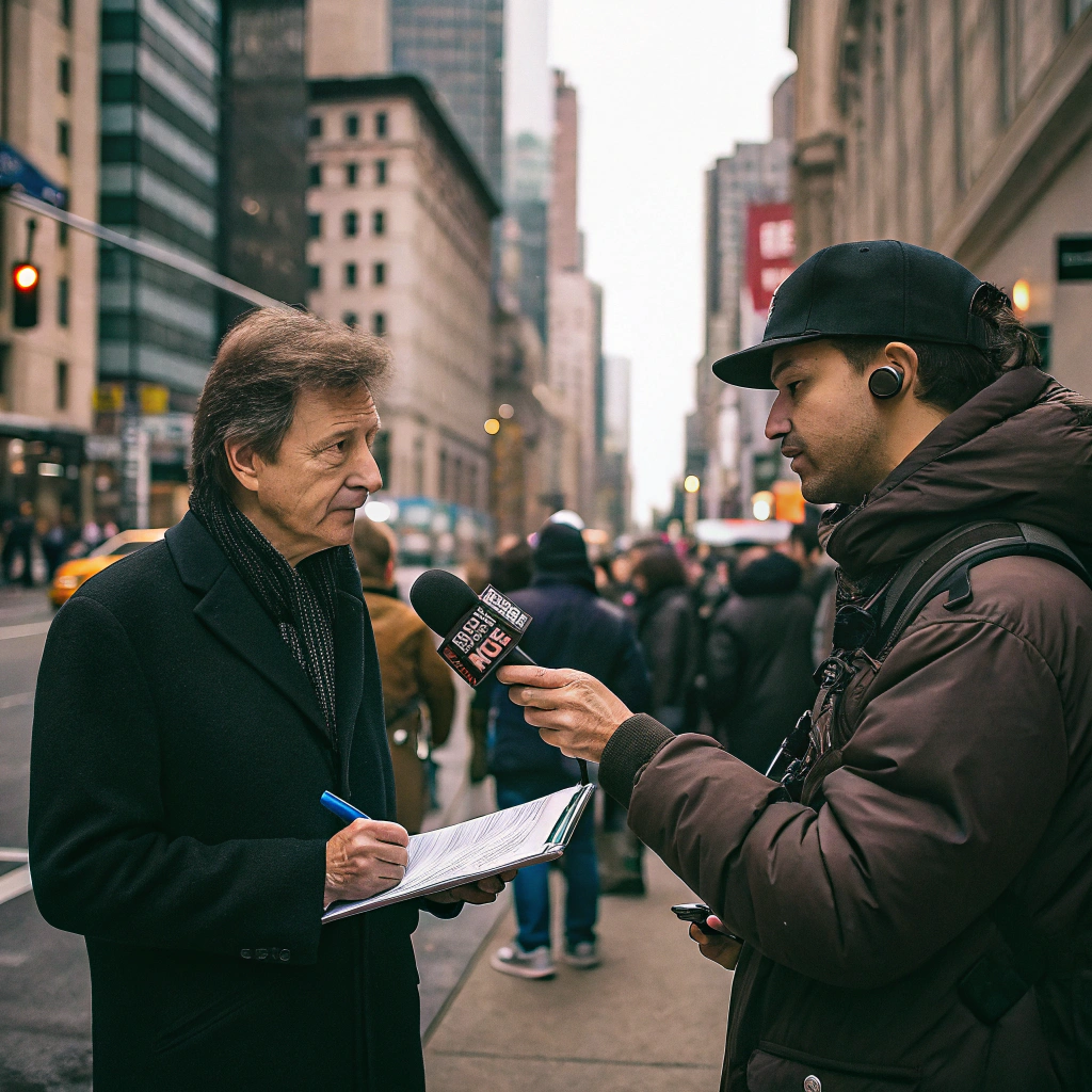 AI generated image by Red Panda AI: reportera entrevistando
