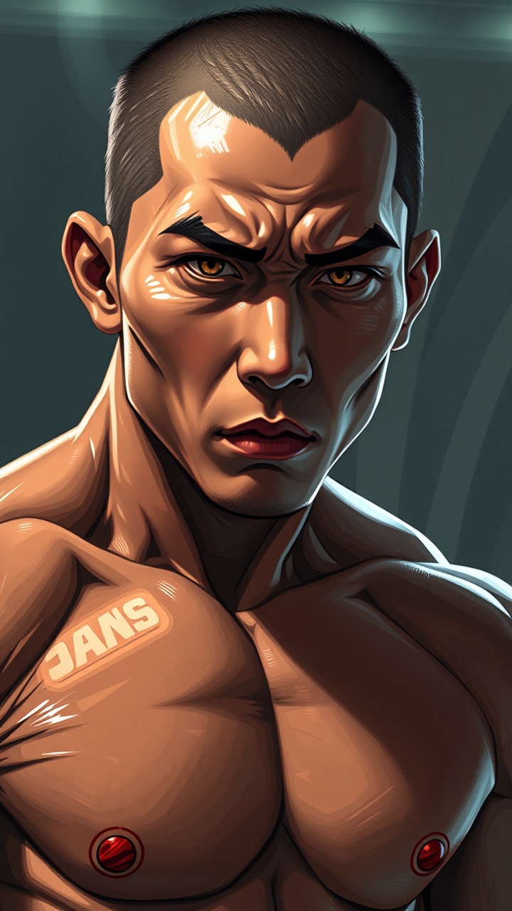 AI generated image by FLUX.1-schnell: Rottang Jitmuangnon, known as "The Iron Man," is a renowned Muaythai boxer with a tan complexion. In an anime style painting, every intricate detail of his persona shines in Ultra detailed, HD, and 8K resolution. His muscular physique exudes strength and determination, with sweat glistening on his defined muscles. The intensity in his eyes tells a story of resilience and unwavering focus, captivating viewers with the sheer quality and artistry of the image. Anime style
