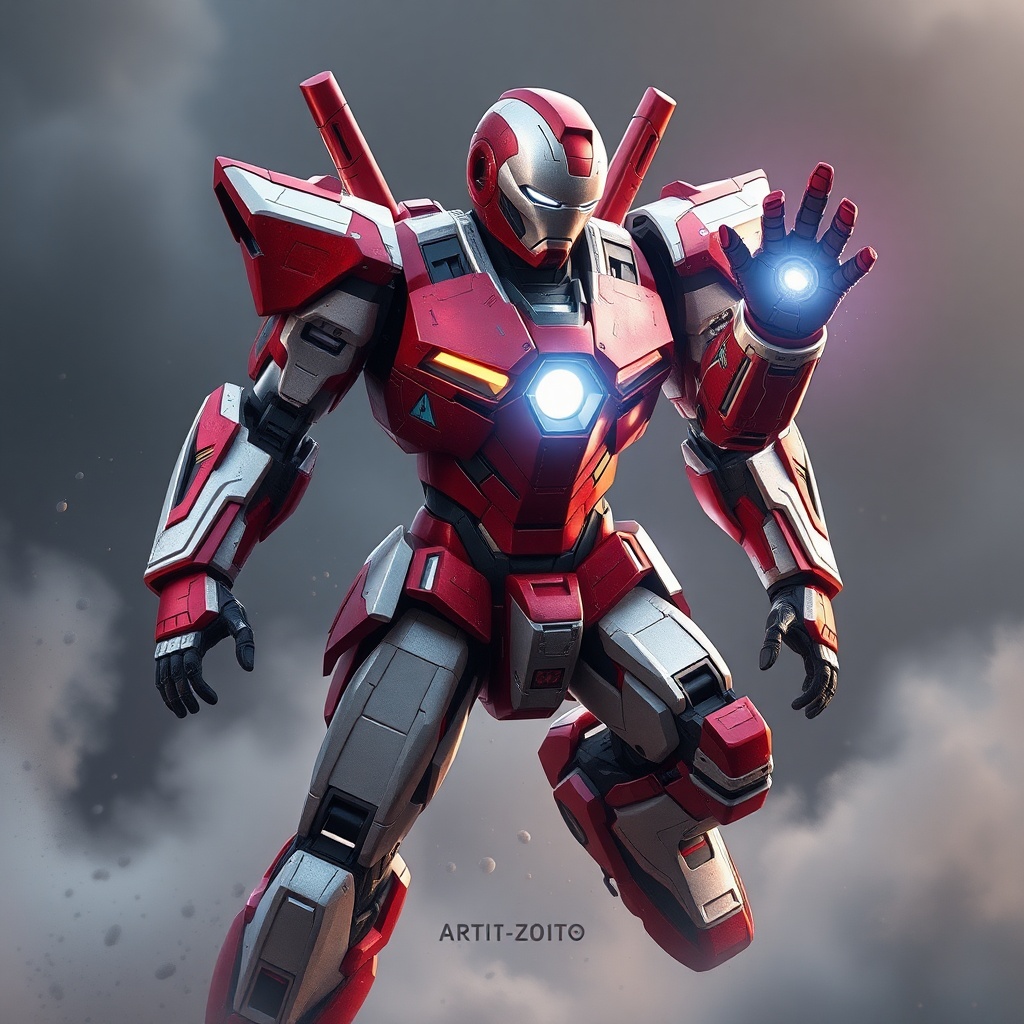 AI generated image by FLUX.1-schnell: gundam iron man