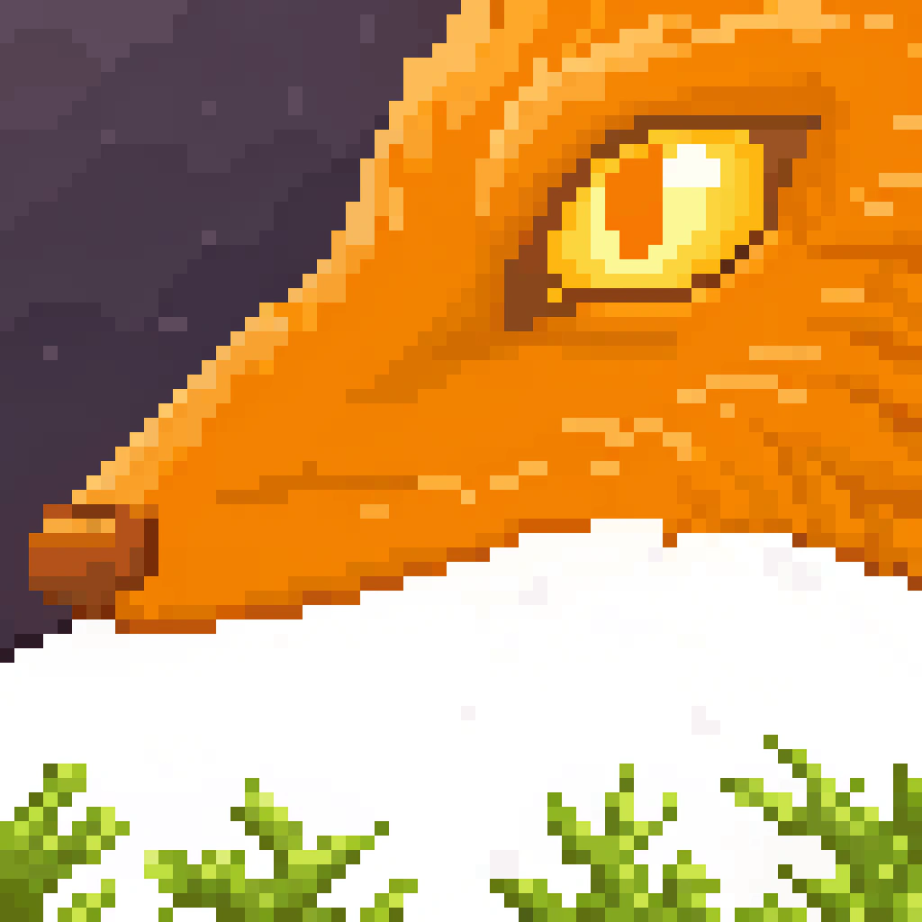AI generated image by Red Panda AI: a yellow misterious wolf eye in a dark purple forrest, pixel art