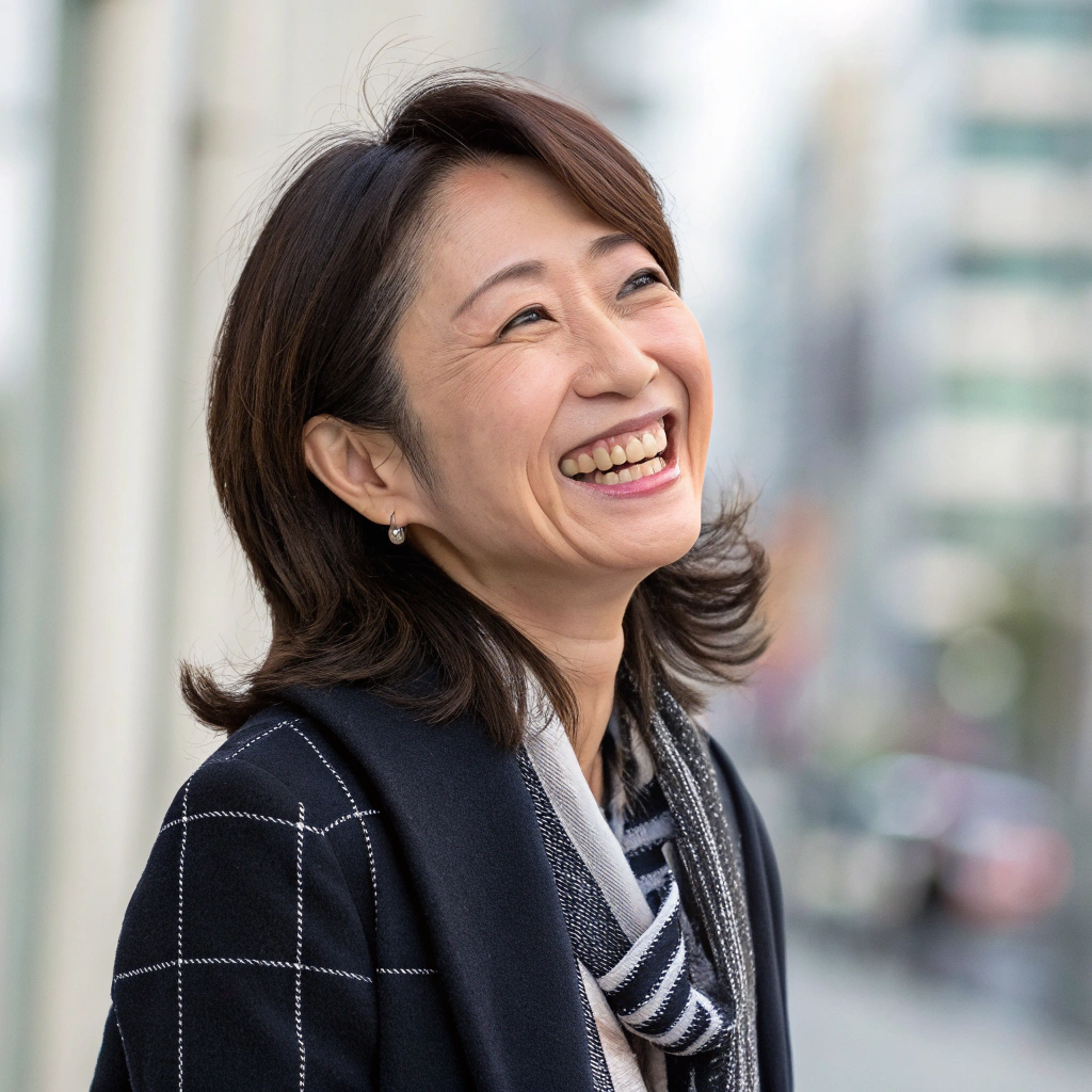 AI generated image by Recraft V3: 笑顔の日本人女性