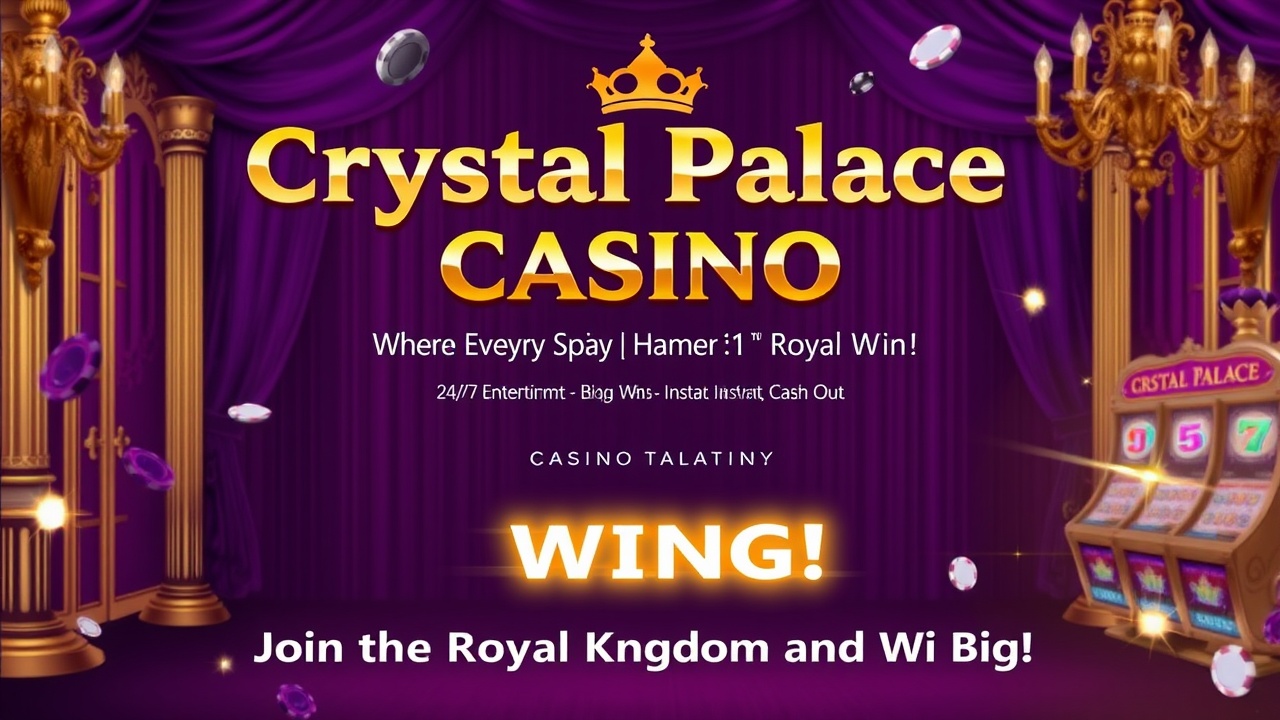 AI generated image by FLUX.1-schnell: Background:
Royal Theme: Ek royal palace ka feel dene ke liye, use deep purple aur gold colors. Background mein palace doors, velvet curtains, aur chandeliers ka hint de sakte hain. Thoda luxury touch dene ke liye gold accents aur sparkling effects add karein.
Casino Elements: Background mein poker chips, dice, aur slot machines ko subtly blend karein, taki woh visible ho lekin overpower na karein.
Main Text:
"💎 Crystal Palace Casino – Where Every Spin is a Royal Win! 👑"
Text ko bold aur stylish font mein rakhein, jisme gold aur purple colors ka mix ho.
Sub Text:
"24/7 Entertainment | Big Wins Await | Instant Cash Out 💰"
Yeh text slightly smaller aur clean font mein ho sakta hai, lekin still easy to read ho.
Call to Action:
"Join the Royal Kingdom and Win Big! 🌟"
Text ko bottom mein rakhein, thoda glowing effect dene se visitors ko attract kiya ja sakta hai.
Additional Touches:
Crown or Scepter Symbol: Aap ek crown ya scepter ka symbol use kar sakte hain jo royal feel ko emphasize kare.