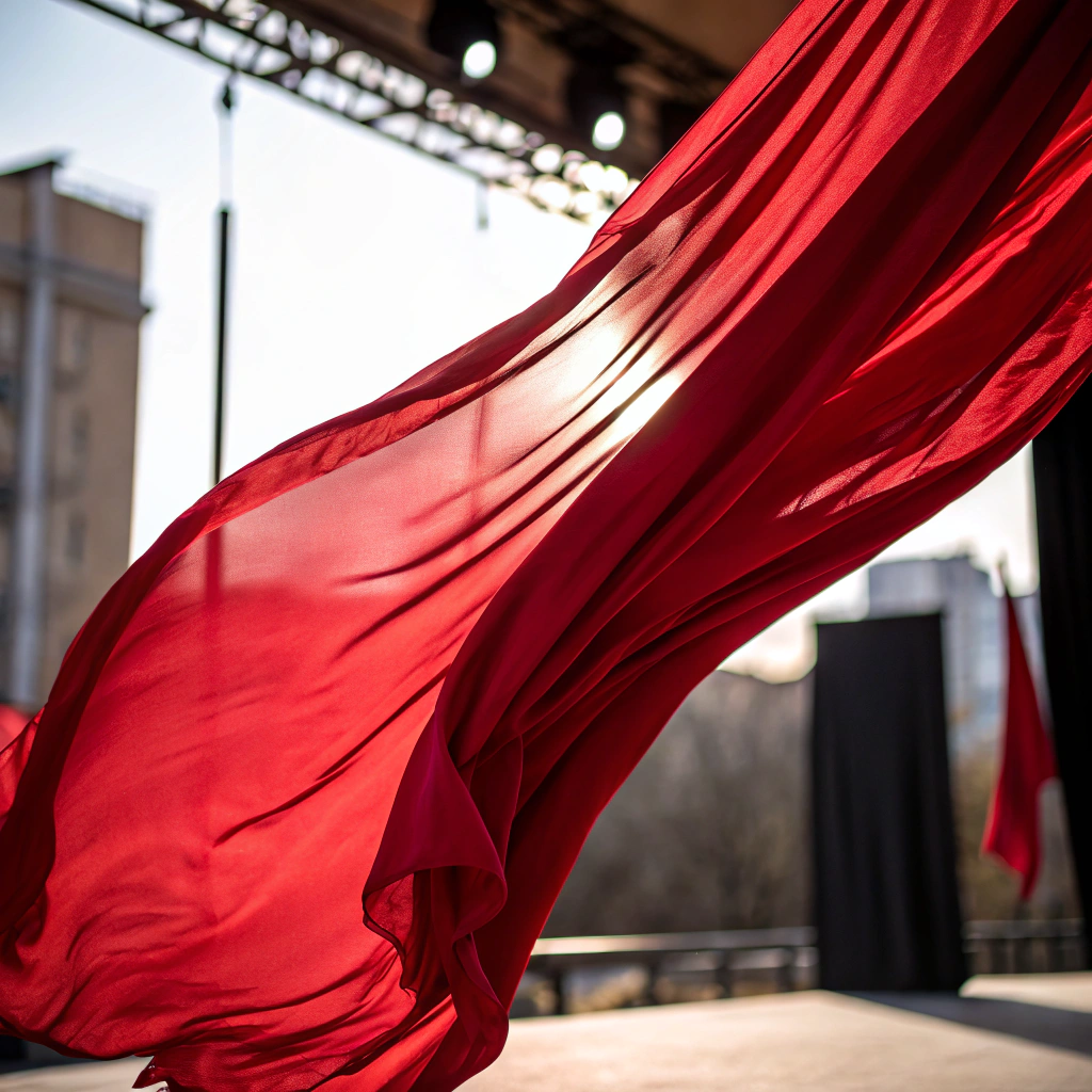 AI generated image by Red Panda AI: Telón rojo volando
