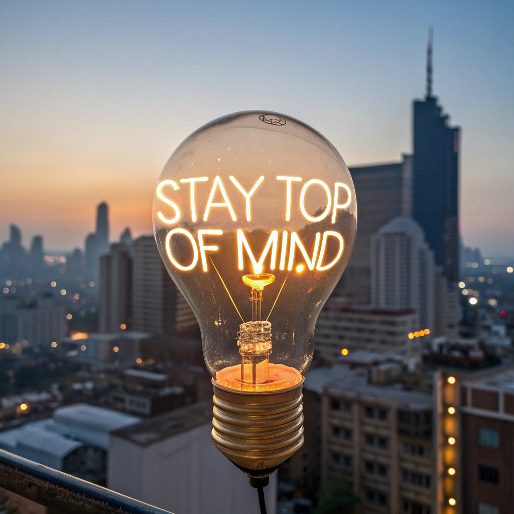 AI generated image by Red Panda AI: Marketing picture related to staying "top of mind" with your ideal customers 