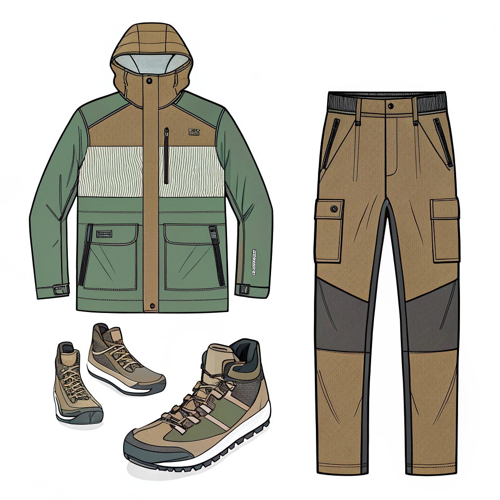 AI generated image by Red Panda AI: Dibuja un estilo de ropa que combina funcionalidad, sostenibilidad y estética moderna. Este estilo que sea parecido a un estilo para andar en montaña