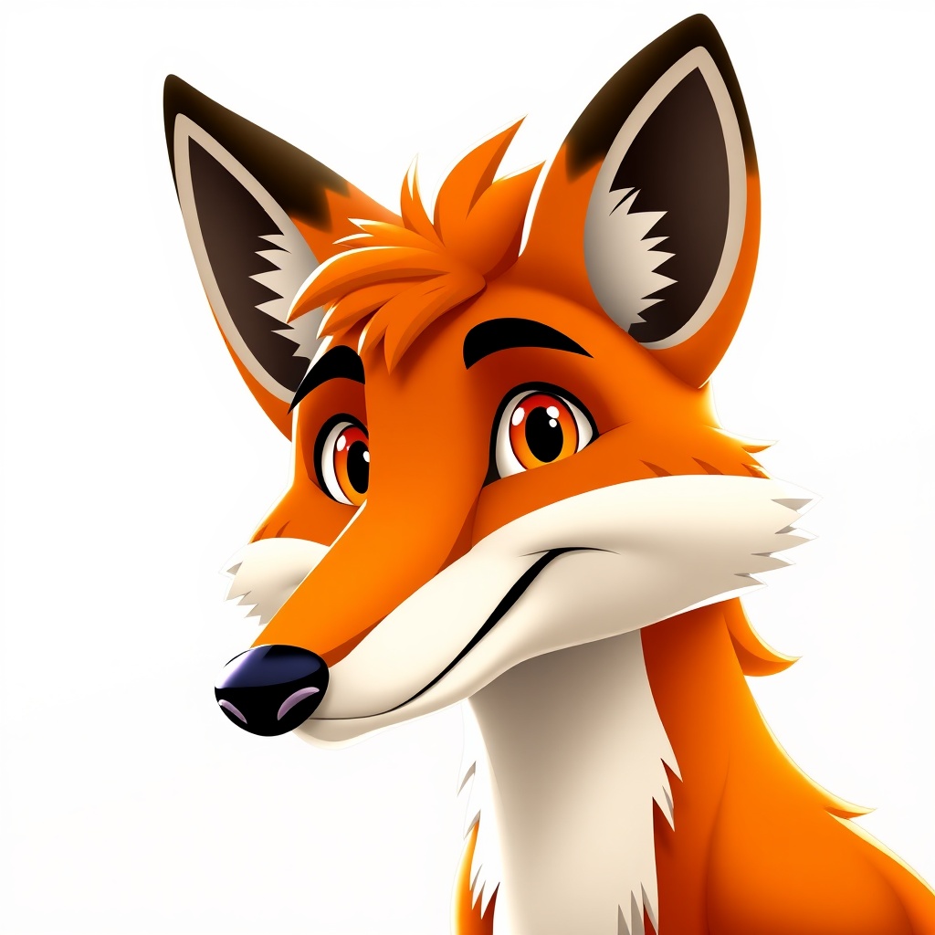 AI generated image by FLUX.1-schnell: Generate a 3D-style character in high resolution that represents the visual identities, graphic design, branding, and the art could be in the Disney style based on the face of a fox.