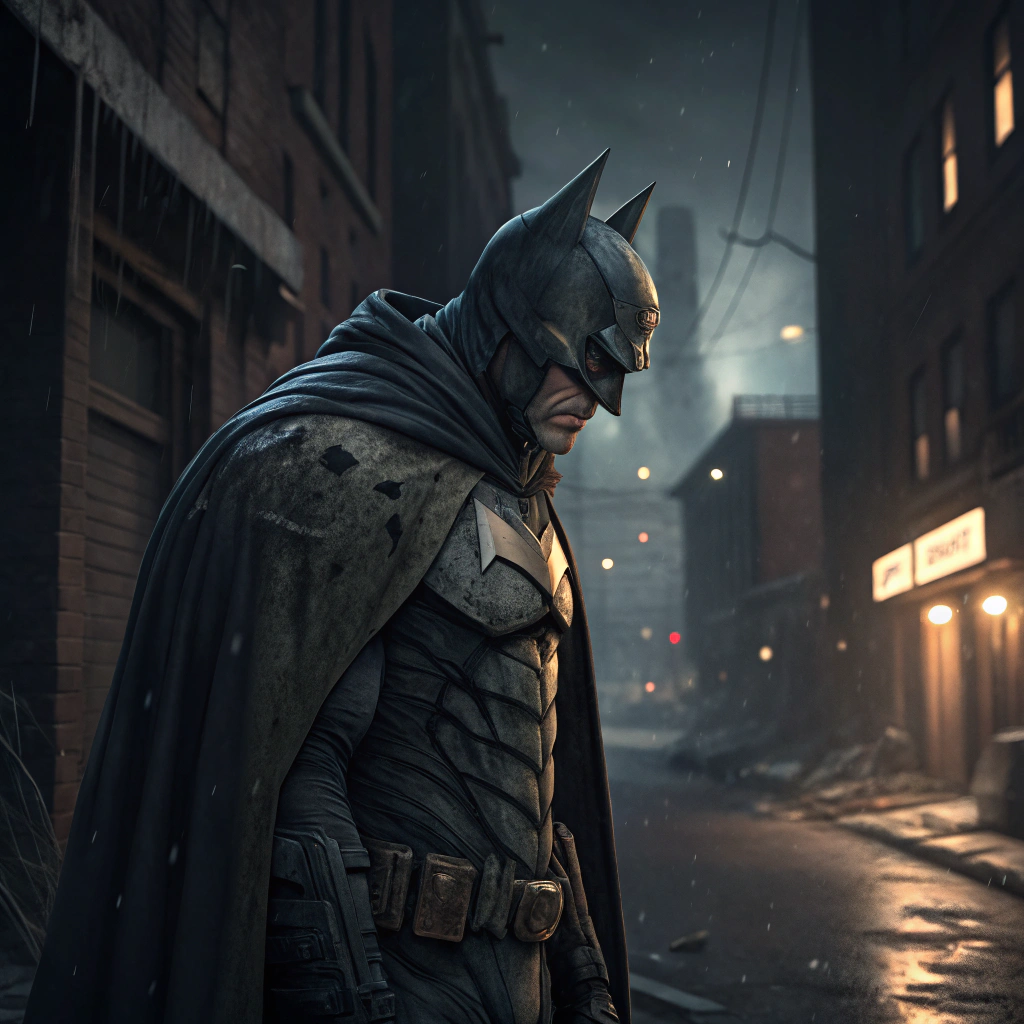 AI generated image by Red Panda AI: Batman is poor and homeless now
 
