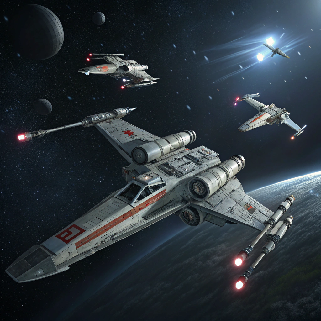 AI generated image by Red Panda AI: Aurora's fleet of sleek, silver ships sailed through the dimly lit space, their bright lights piercing the darkness like shards of glass. A lone vessel, emblazoned with a crimson emblem, swooped in from the periphery, its engines roaring as it closed in on Aurora's formation. The air was charged with tension as the two fleets faced off, each commander calling out orders to his ship's crew. The outcome hung precariously in the balance, as the fate of the galaxy teetered on the edge of a catastrophic clash.